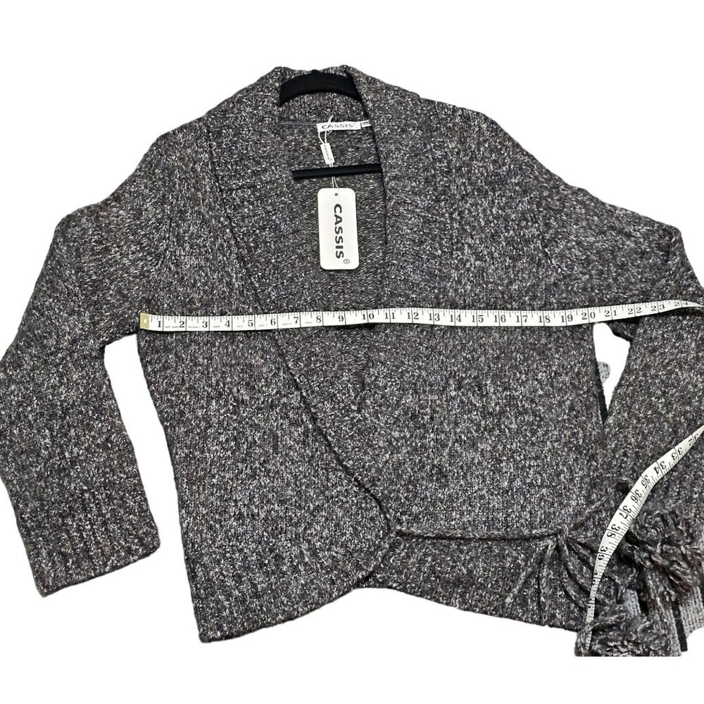 Cassis Womens Knit Wrap Cardigan Sweater Shawl‎ Collar Long Sleeve Gray - Picture 5 of 11